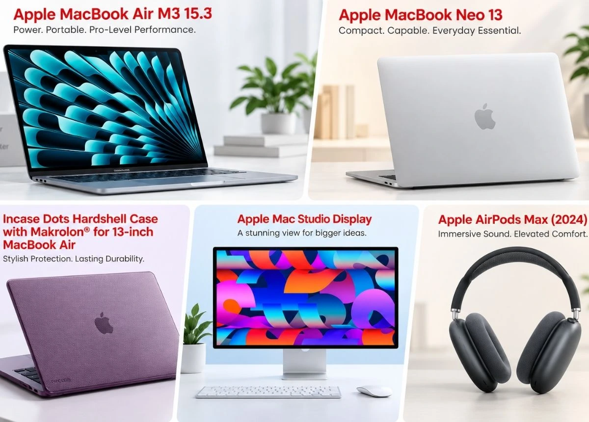 oliz apple mac studio display and other accessories collage